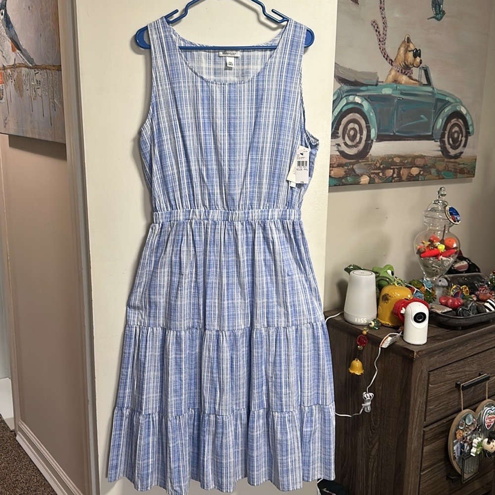 Blue and White Tiered Midi Sundress